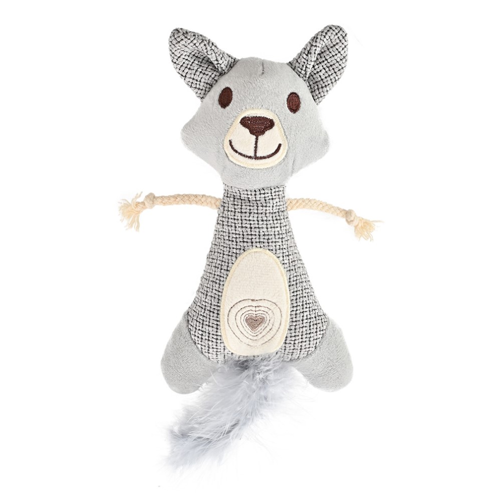 Игрушка для кошек FOXIE Бельчонок мягкий с кошачьей мятой 26х11х2см серый