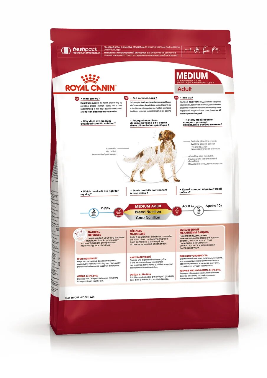 Корм для собак ROYAL CANIN Medium Adult для средних пород от 12 месяцев сух.