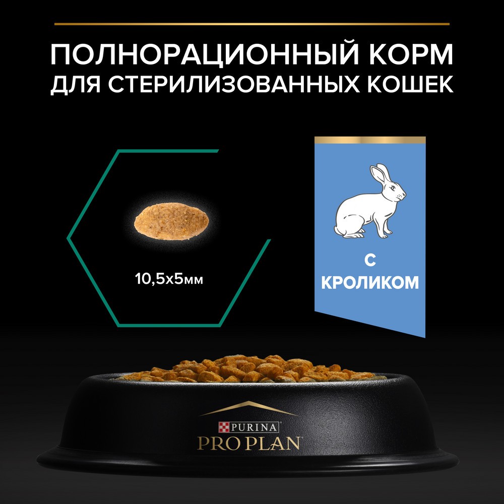 Корм для кошек PRO PLAN Sterilised Renal Plus для стерилизованных, с кроликом сух.