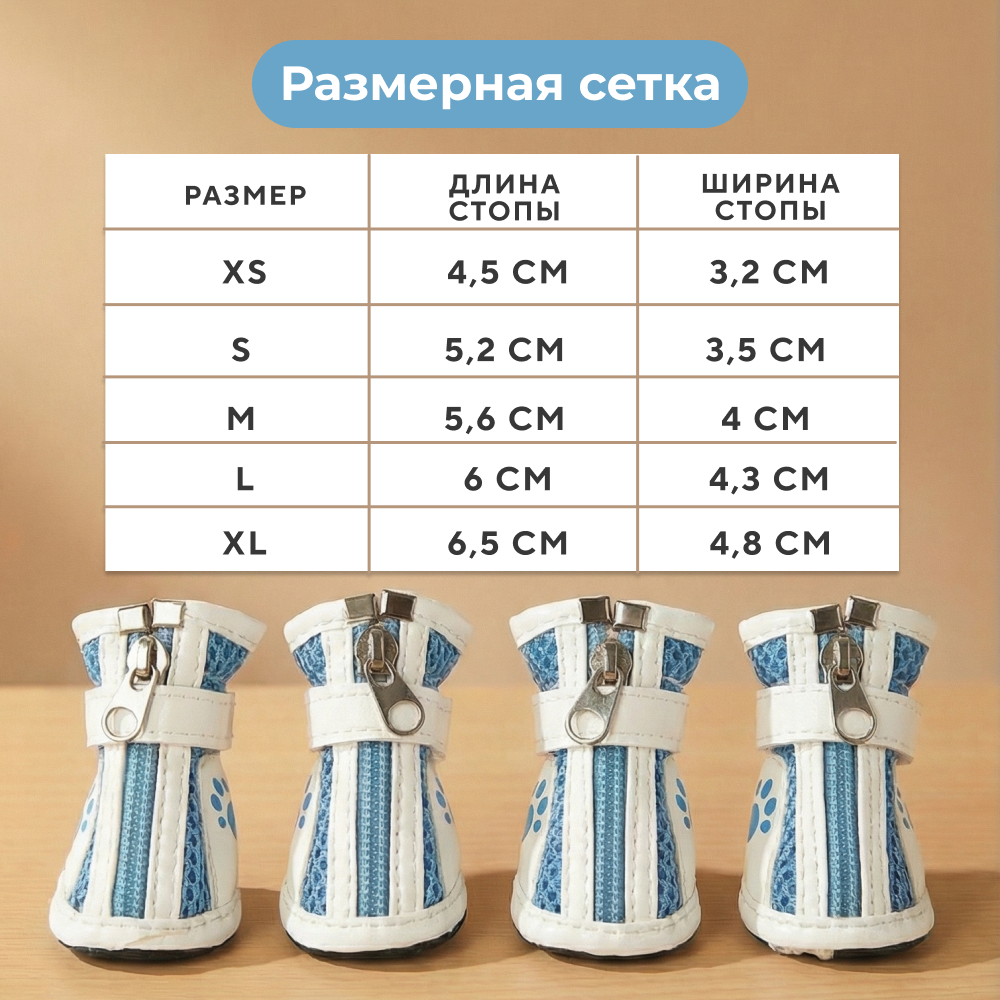 Ботинки для собак FOXIE Paws M 5,6х4см голубые