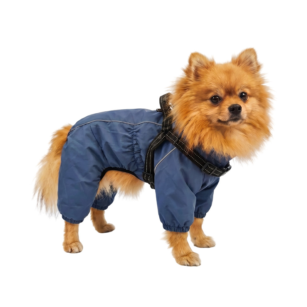 Дождевик-комбинезон для собак FOXIE Barking Blue XS со шлейкой (длина спины 25см) синий
