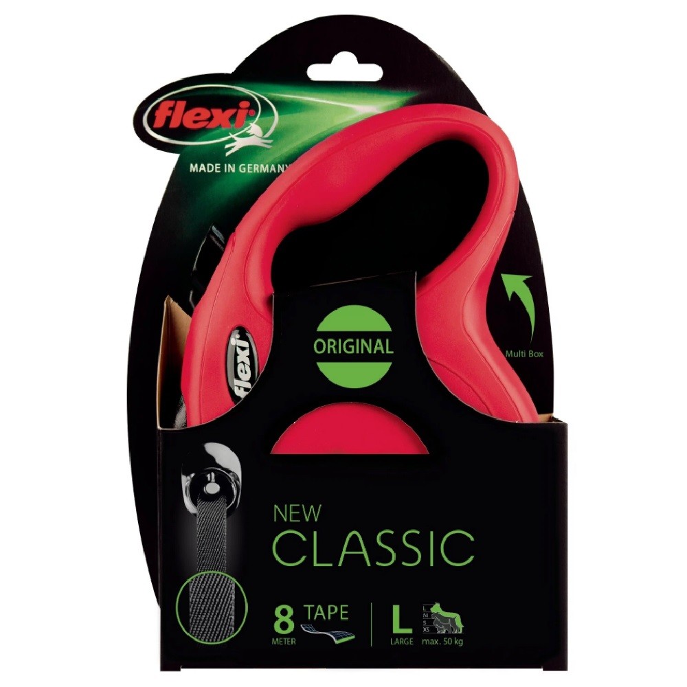 Рулетка для собак FLEXI New Classic L (до 50кг) лента 8м красная