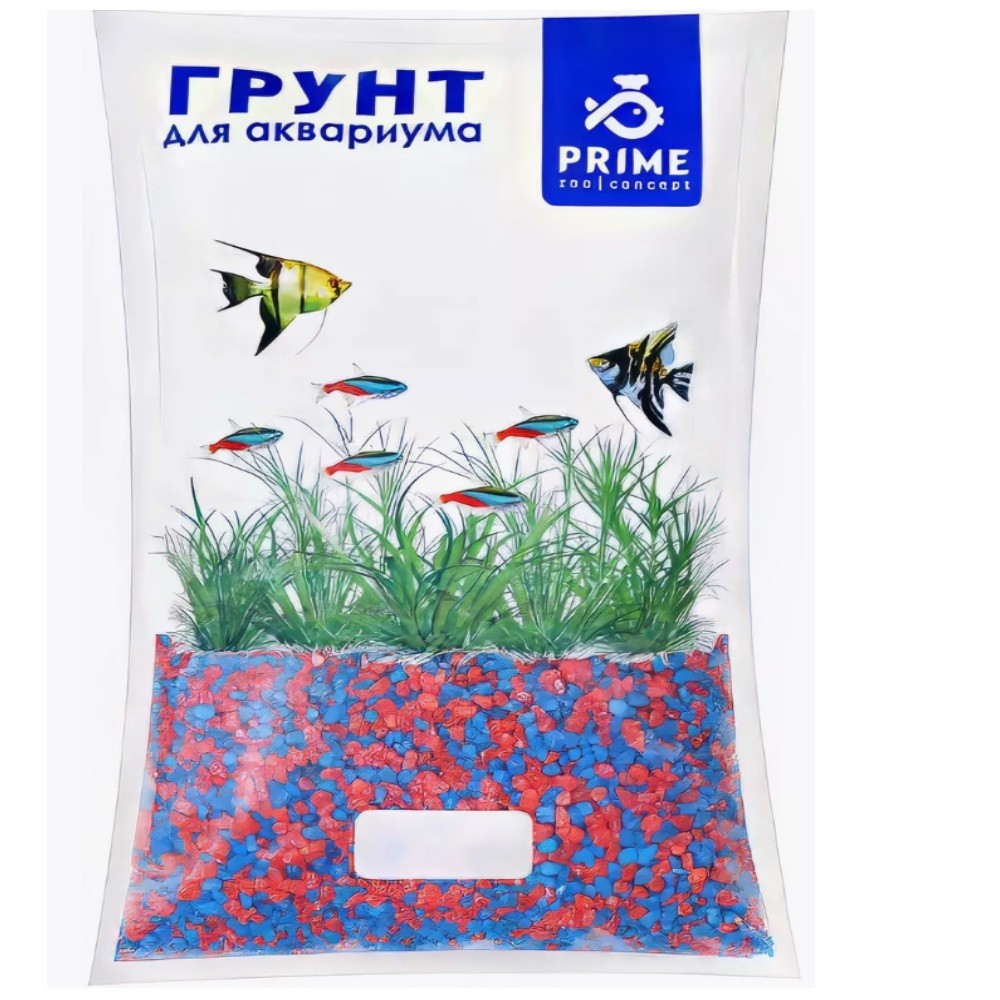 Грунт для аквариумов PRIME Синий+Бордо 3-5мм 2,7кг