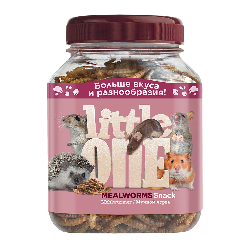 Лакомство для грызунов LITTLE ONE Мучной червь для хомячков, крыс, мышей, песчанок и ежей,
