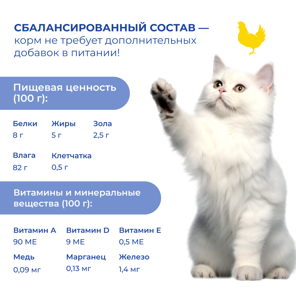 Корм для кошек JARVI для домашних, кусочки в желе, курица пауч