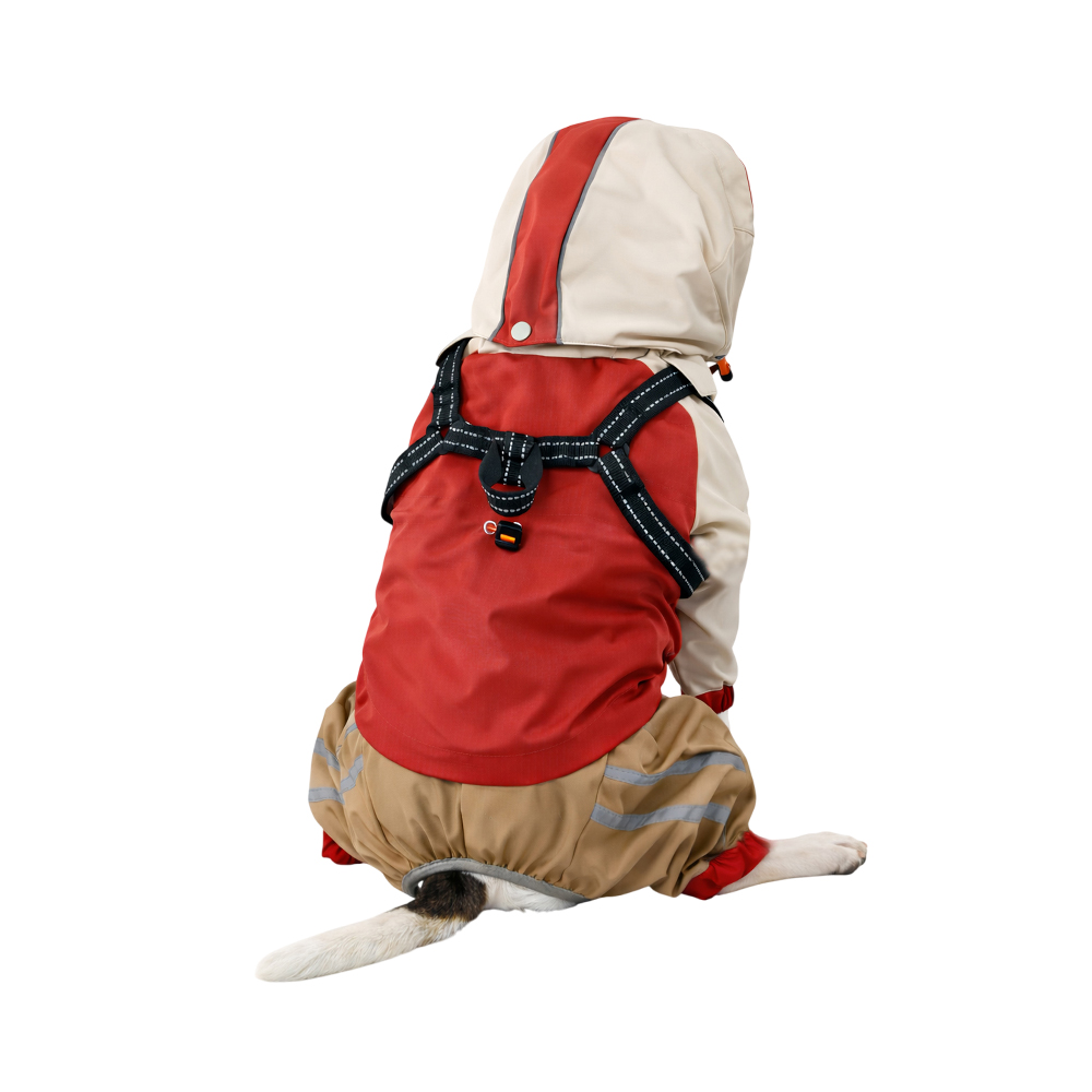 Комбинезон для собак FOXIE Hikers XL со шлейкой (длина спины 45см) красный