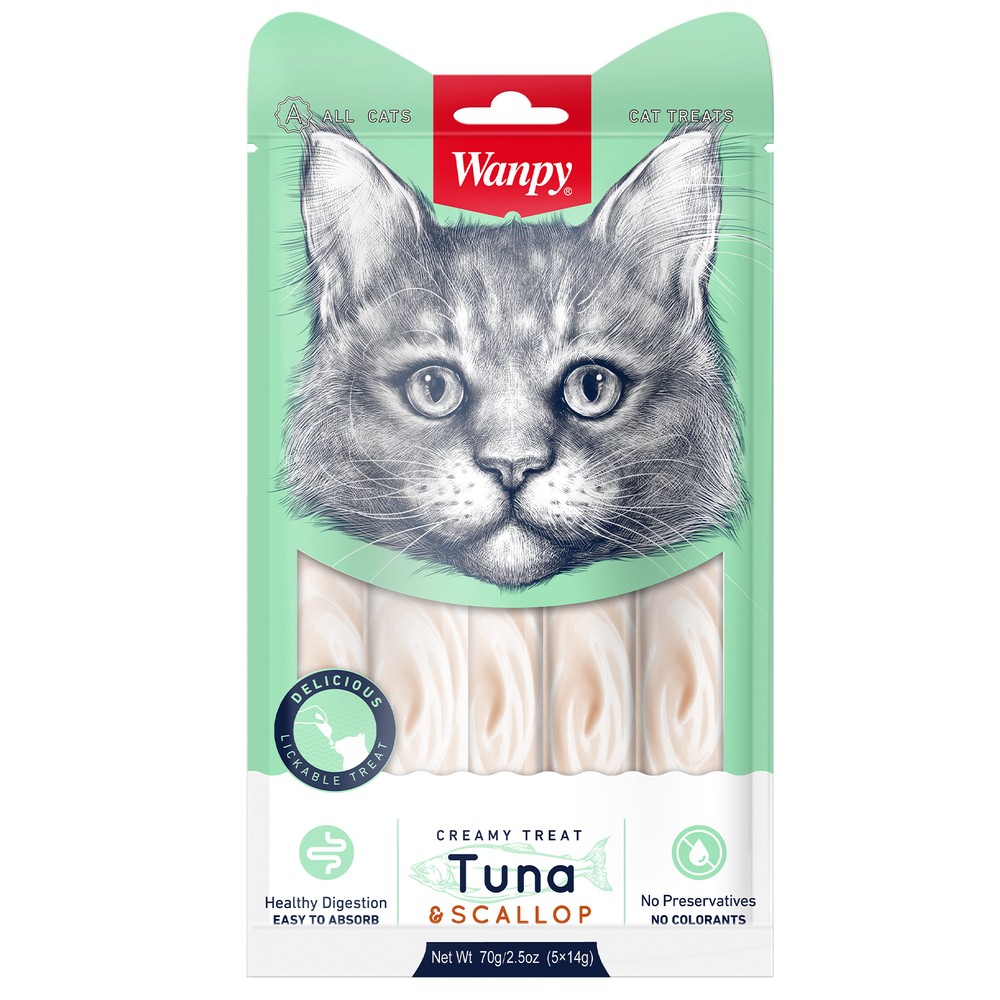 Лакомство для кошек WANPY Cat Нежное пюре из тунца и гребешка