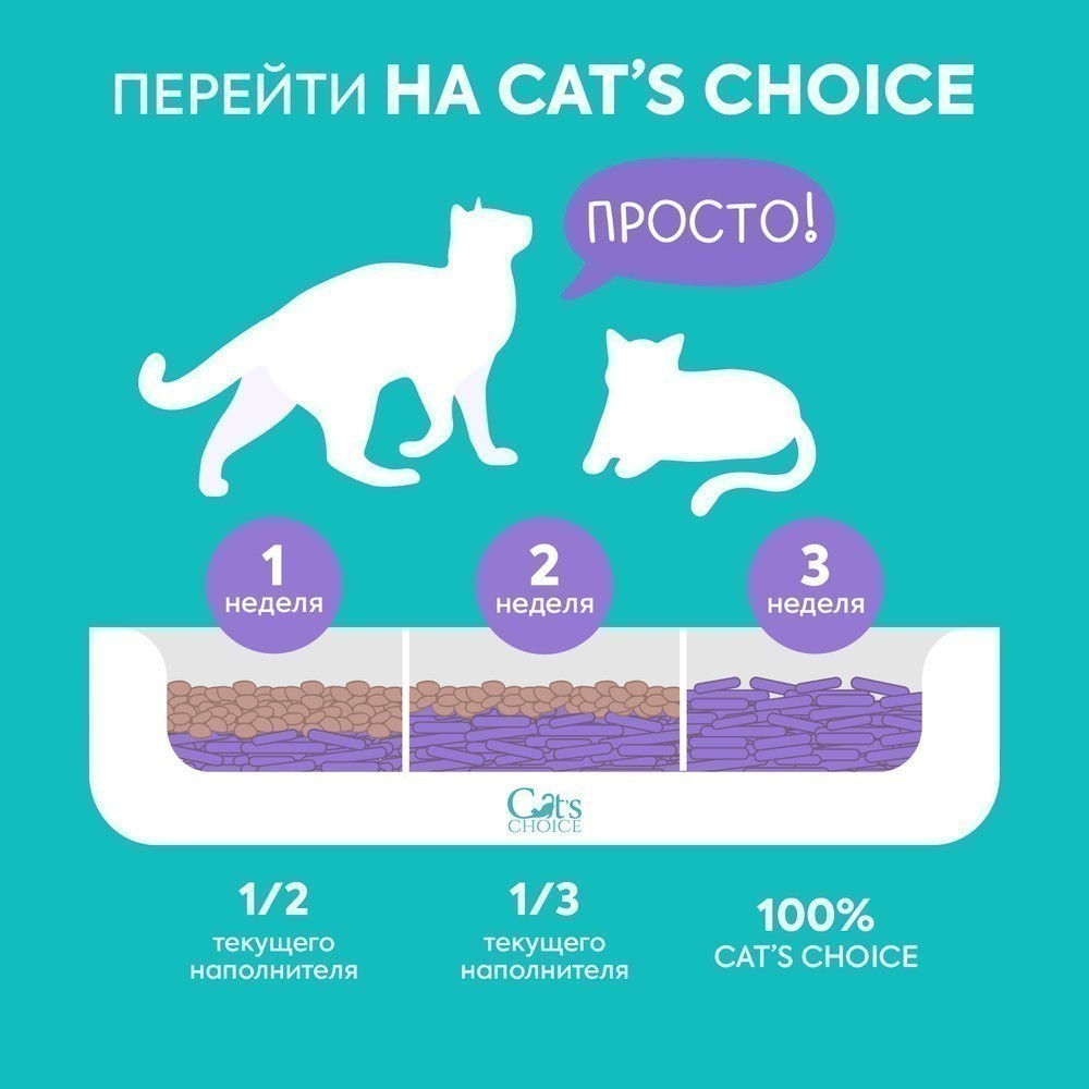 Наполнитель для кошачьего туалета CAT'S CHOICE растительный комкующийся Лаванда 6л