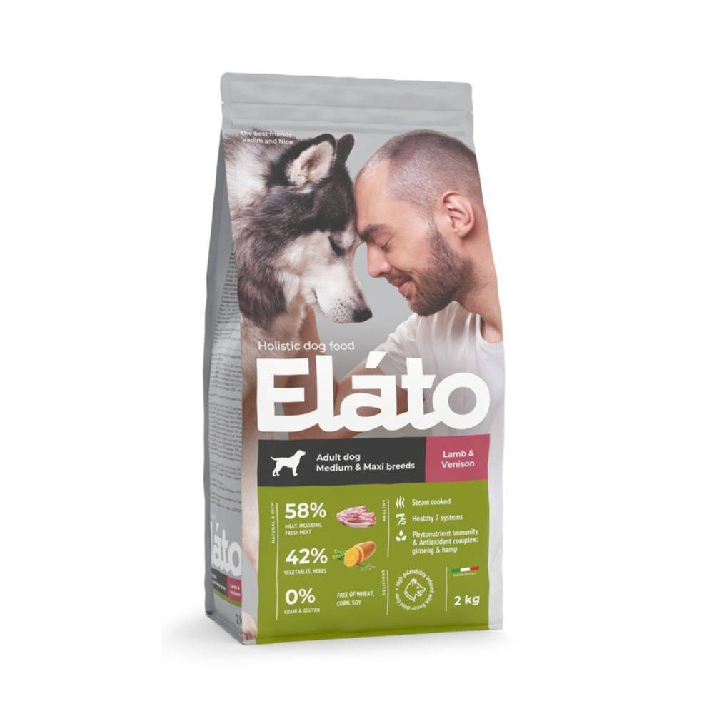 Корм для собак ELATO Holistic для средних и крупных пород, ягненок с олениной сух.
