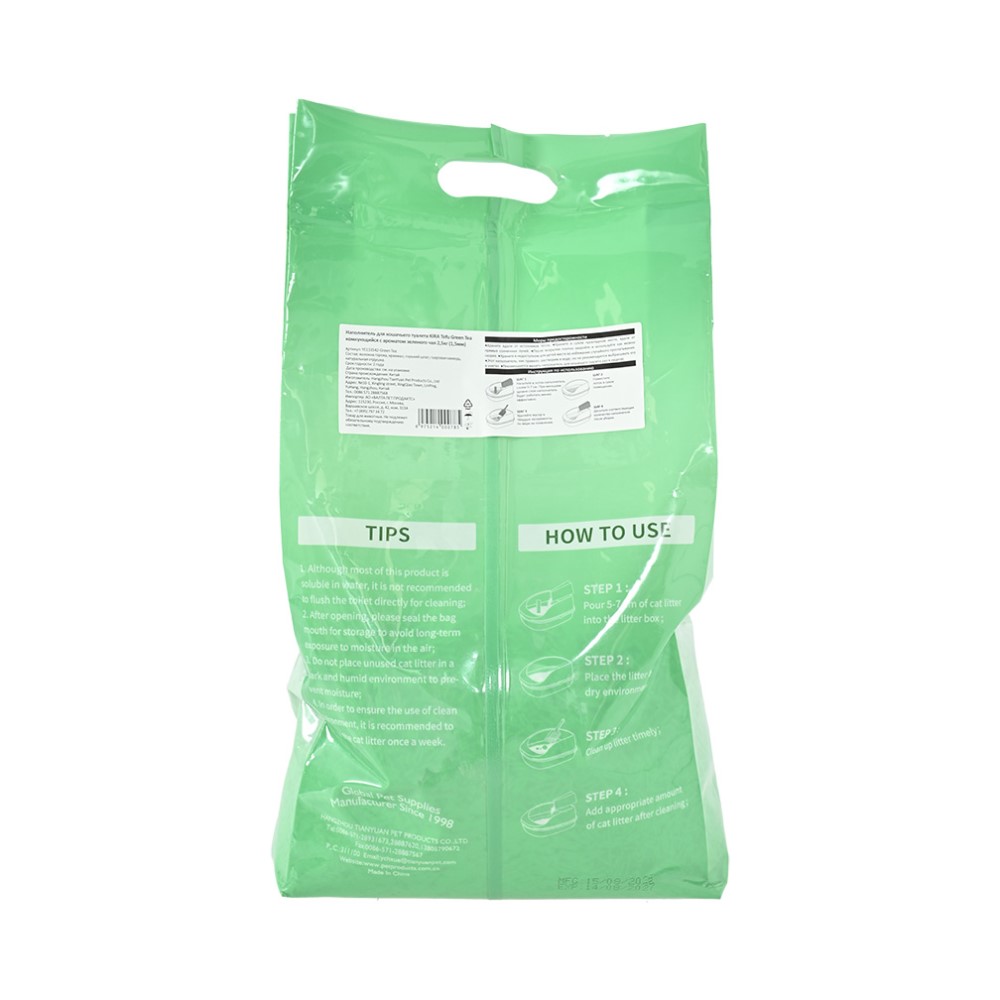 Наполнитель для кошачьего туалета KIRA Tofu Green Tea комкующийся с ароматом зеленого чая