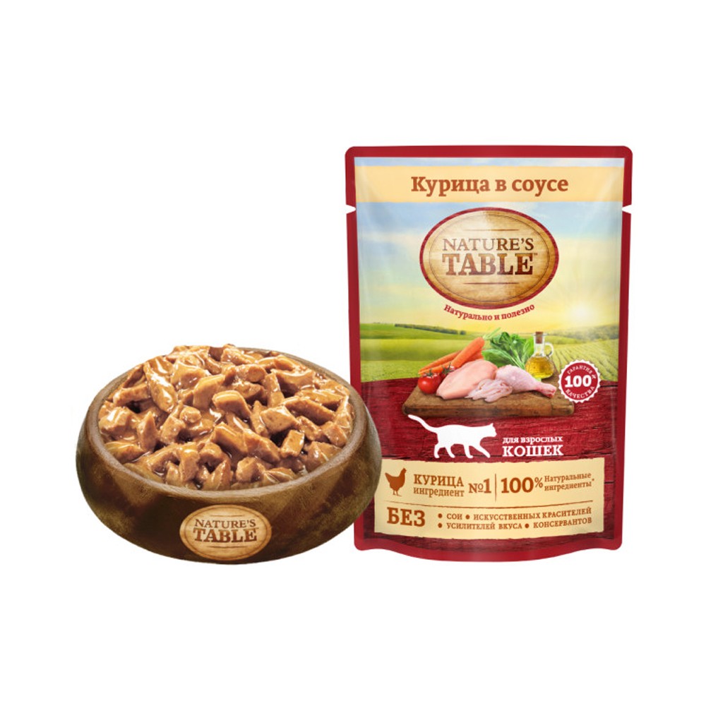 Корм для кошек NATURE'S TABLE Курица в соусе пауч