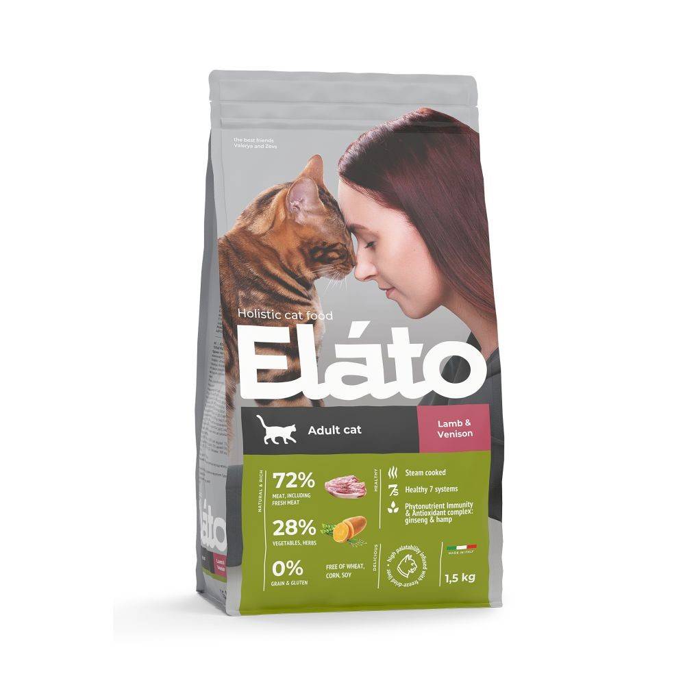 Корм для кошек ELATO Holistic ягненок с олениной сух.