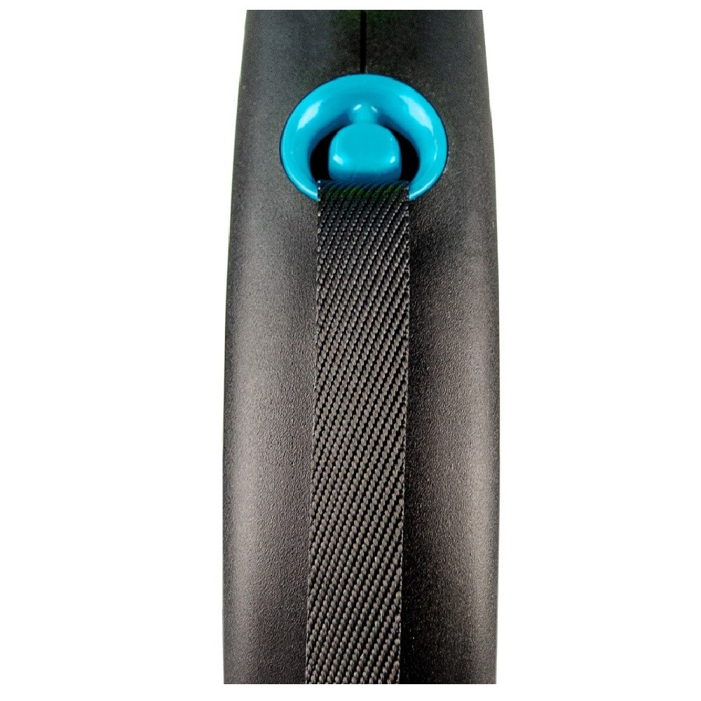 Рулетка для собак FLEXI Black Design S (до 15кг) 5м лента черный/синий