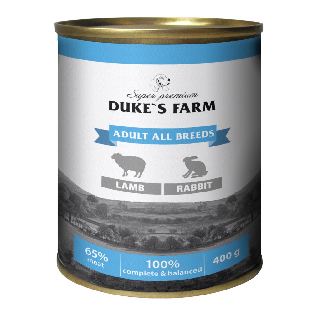 Корм для собак DUKE'S FARM Паштет из ягненка с кроликом банка