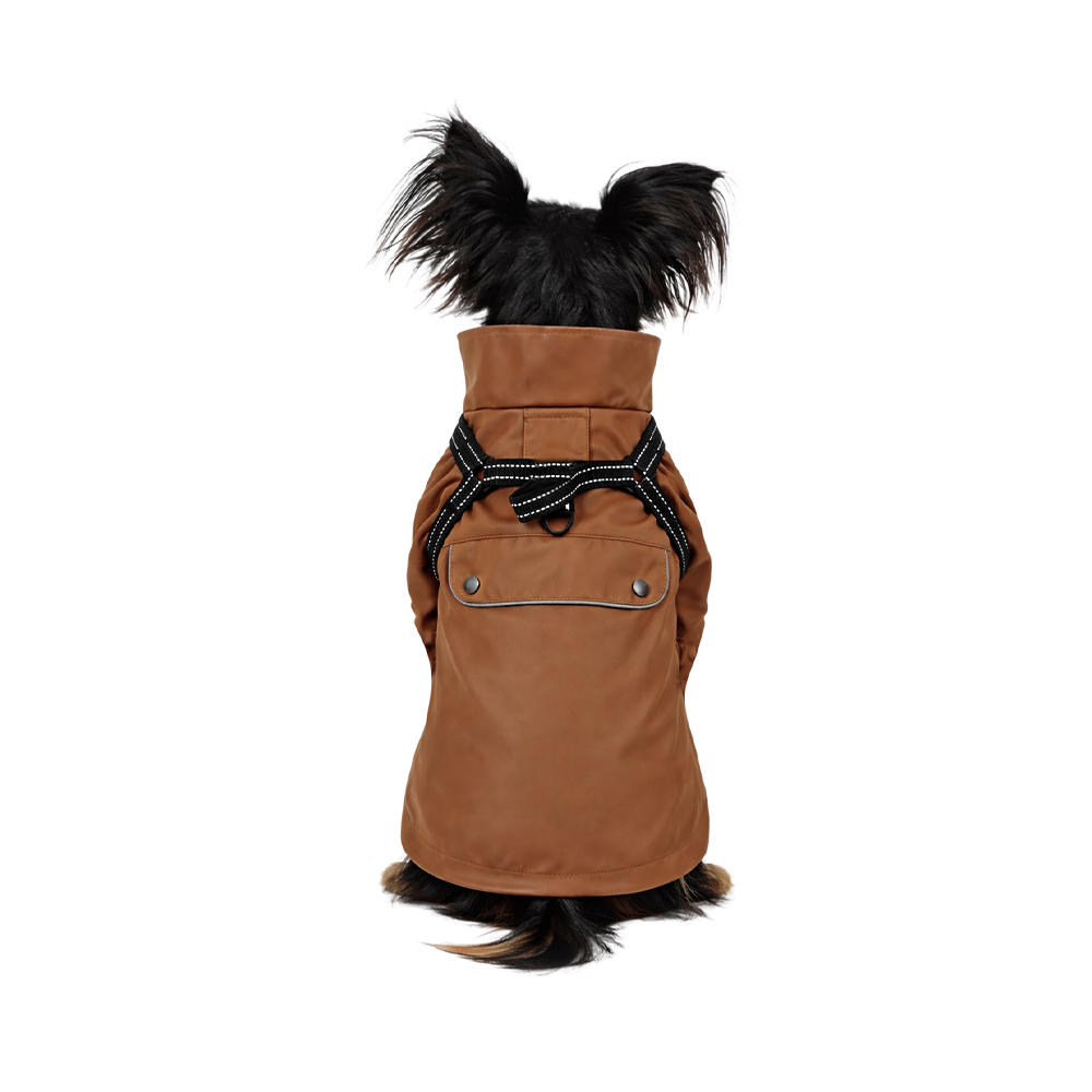 Куртка для собак FOXIE Noble Rain S со шлейкой (длина спины 30см) коричневый