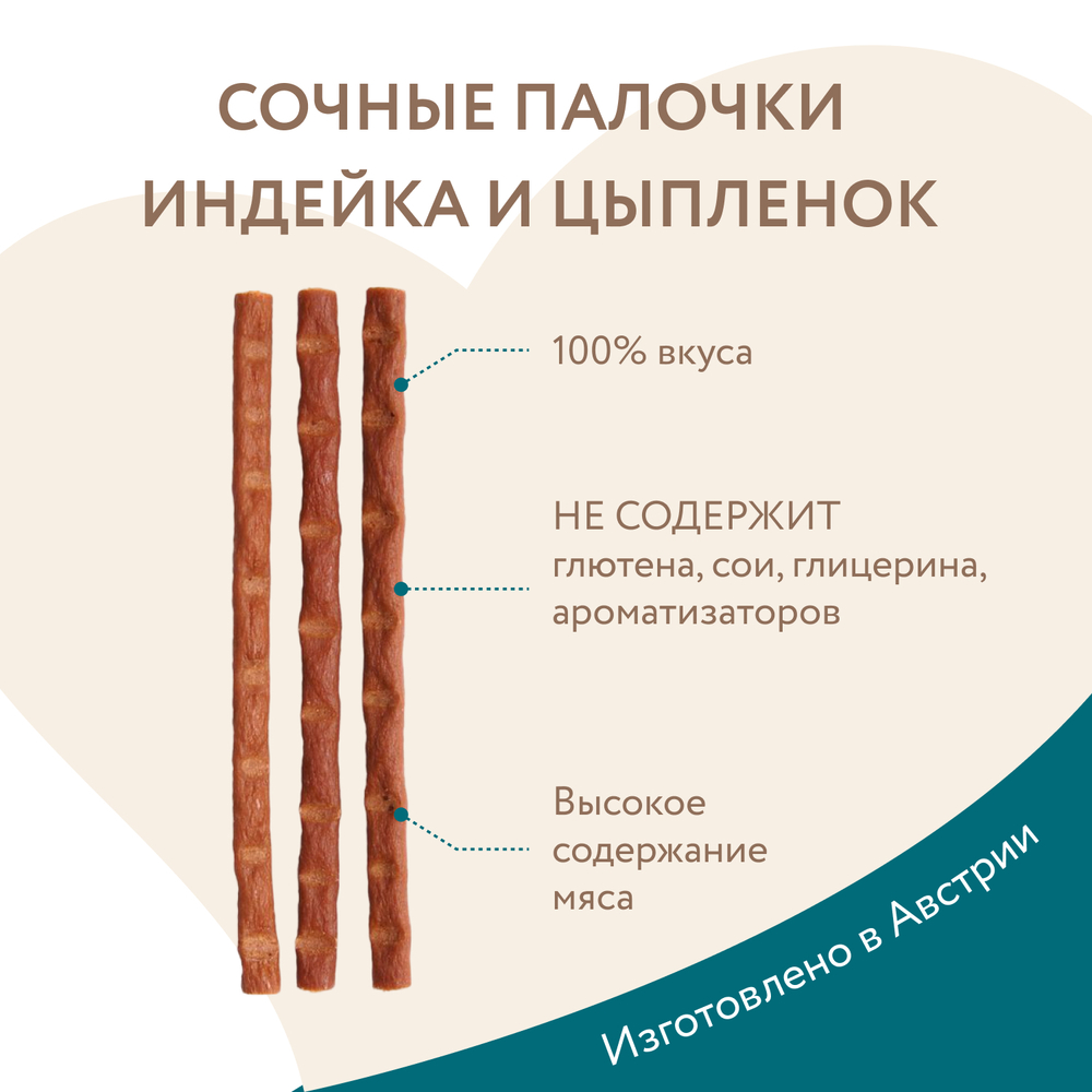 Лакомство для кошек МНЯМС Лакомые палочки для стерилизованных, из индейки и цыпленка 10х
