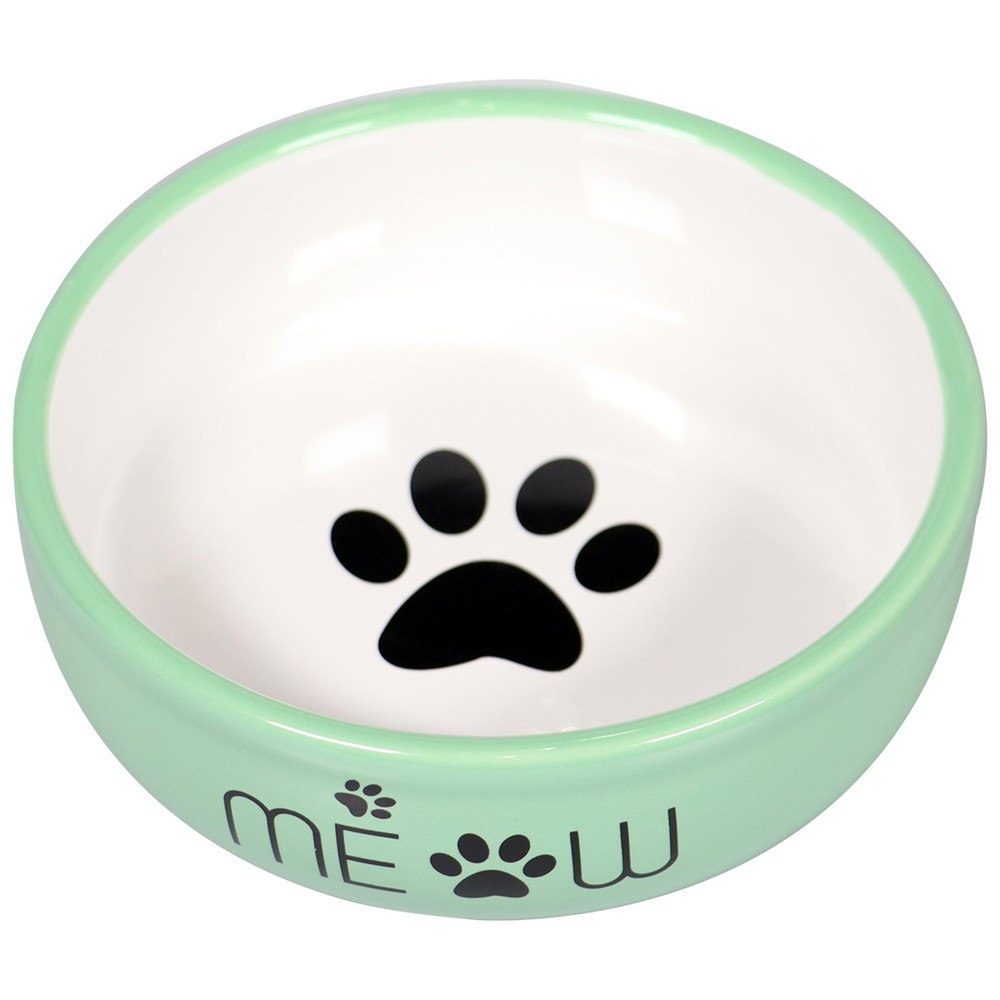 Миска для кошек MR.KRANCH Meow керамическая зеленая 380мл