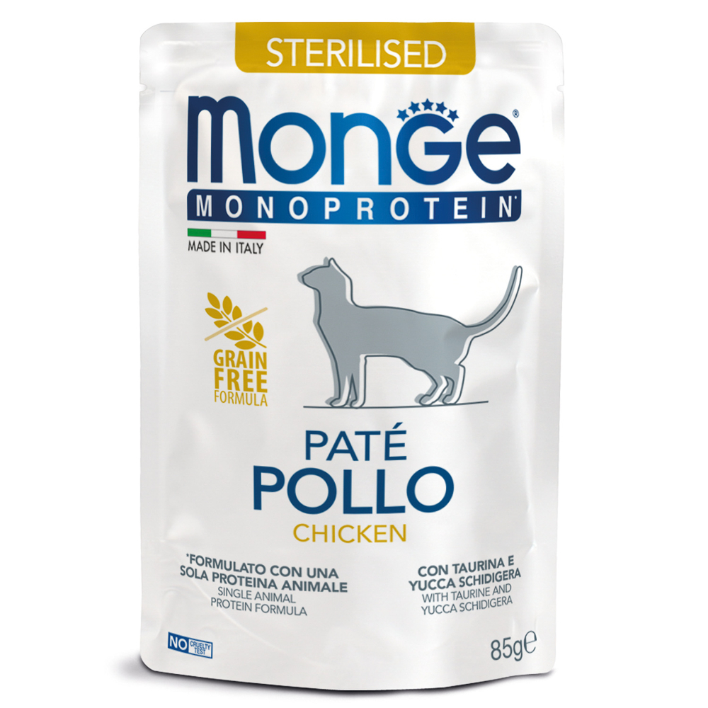 Корм для кошек MONGE Cat Monoprotein для стерилизованных, из курицы, пауч