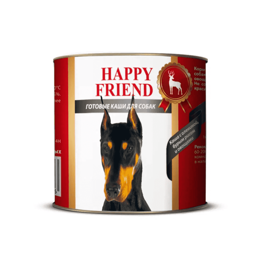 Корм для собак HAPPY FRIEND Каша с олениной, бурым рисом и овощами