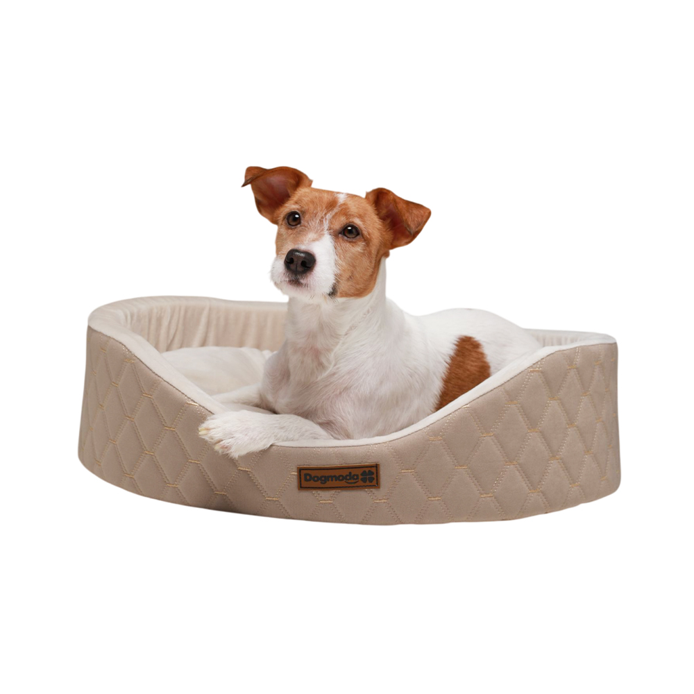 Лежак для животных DOG MODA стеганный круглый, кофейный 60x45x16см