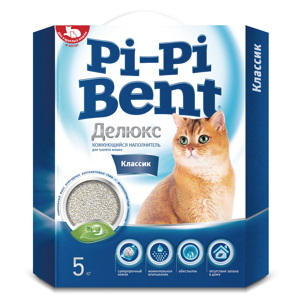 Наполнитель для кошачьего туалета PI-PI BENT DeLuxe Classic комкующийся, коробка
