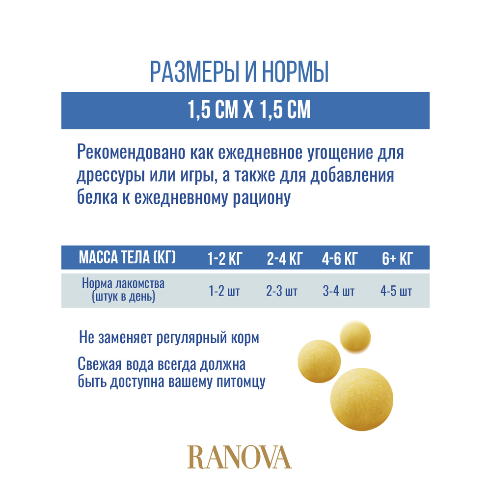 Лакомство для кошек и собак RANOVA Сублимированный желток перепелиного яйца,