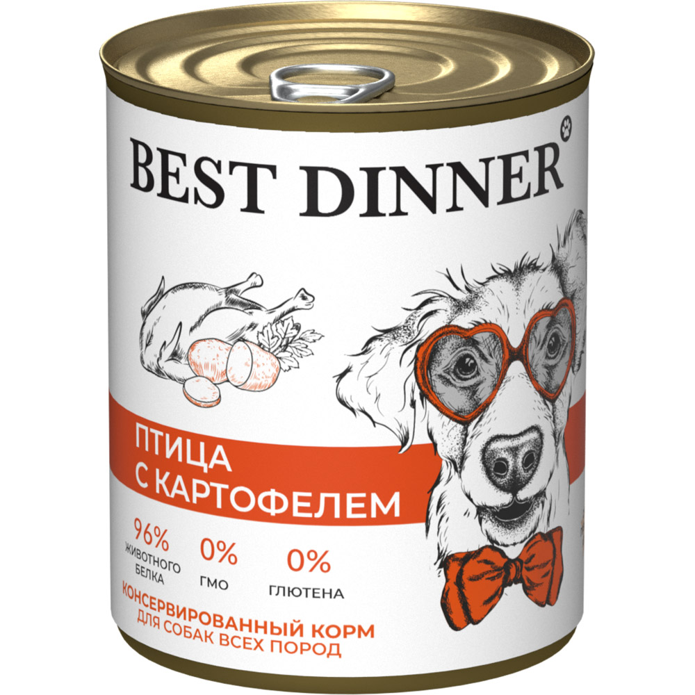Корм для щенков и собак BEST DINNER Птица с картофелем банка
