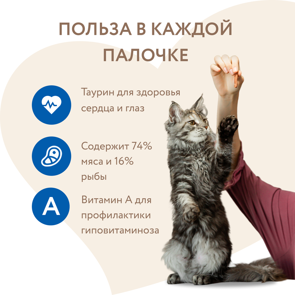Лакомство для кошек МНЯМС Лакомые палочки с форелью и лососем 10х
