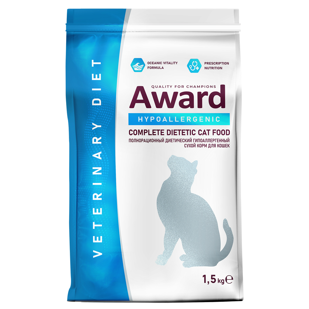 Корм для кошек AWARD Veterinary Diet Hypoallergenic при аллергии или пищ.непереносимости сух.