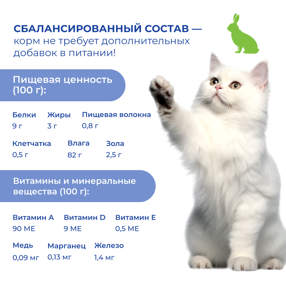 Корм для кошек JARVI при чувствительном пищеварении, кусочки в соусе, кролик пауч