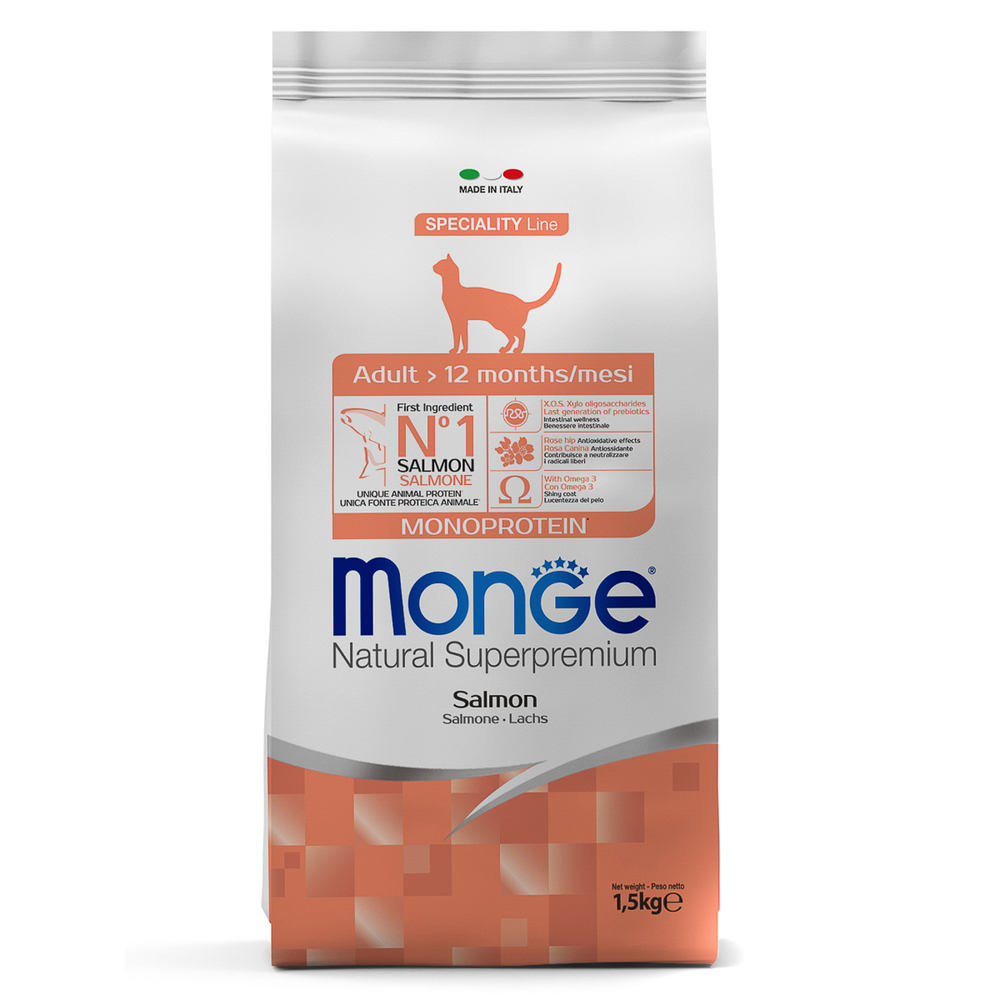 Корм для кошек MONGE Cat лосось сух.