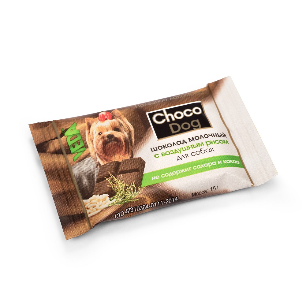 Лакомство для собак ВЕДА Choco Dog шоколад молочный с воздушным рисом, 15г
