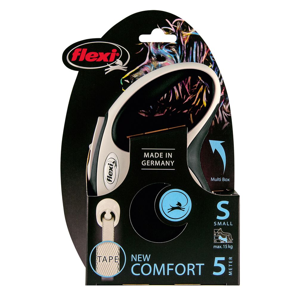 Рулетка для собак FLEXI NEW LINE Comfort S (до 15кг) лента 5м серый/черный