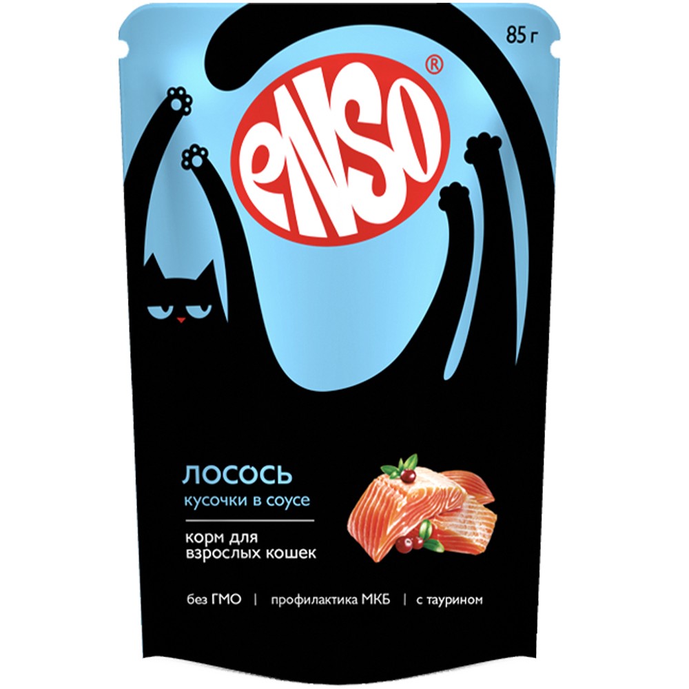 Корм для кошек ENSO кусочки в соусе с лососем пауч