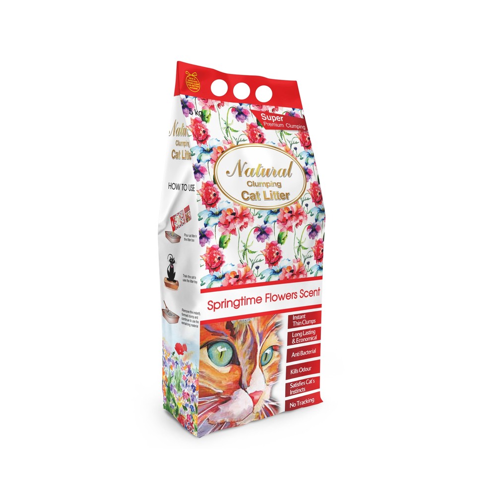 Наполнитель для кошачьего туалета NATURAL Indian Cat Litter весен.цветы, комк.,