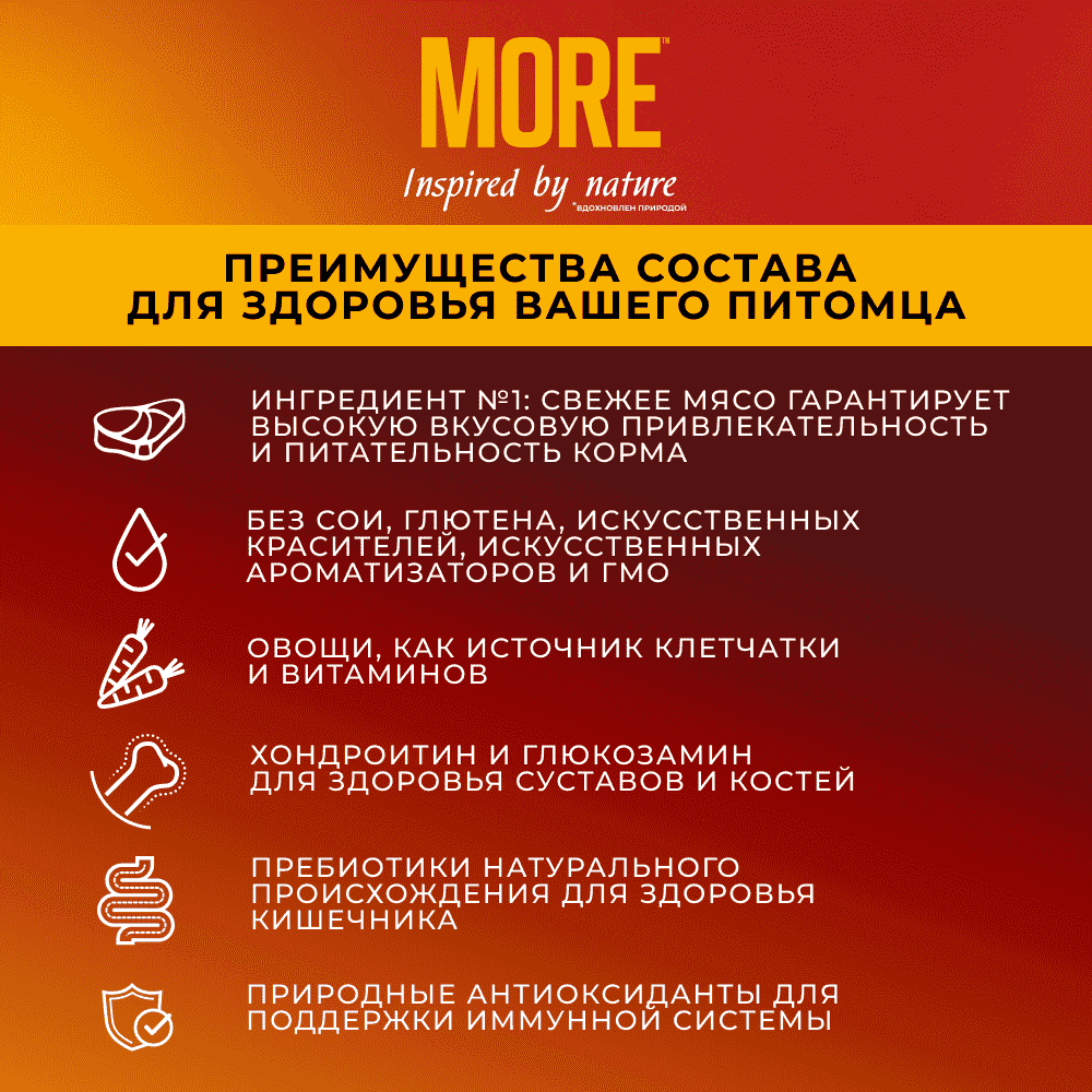 Корм для собак MORE для средних и крупных пород, с говядиной сух.