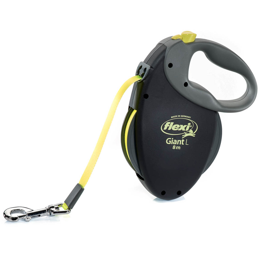 Рулетка для собак FLEXI Giant Neon L (до 50кг) лента 8м, светоотражающая, желтый неон