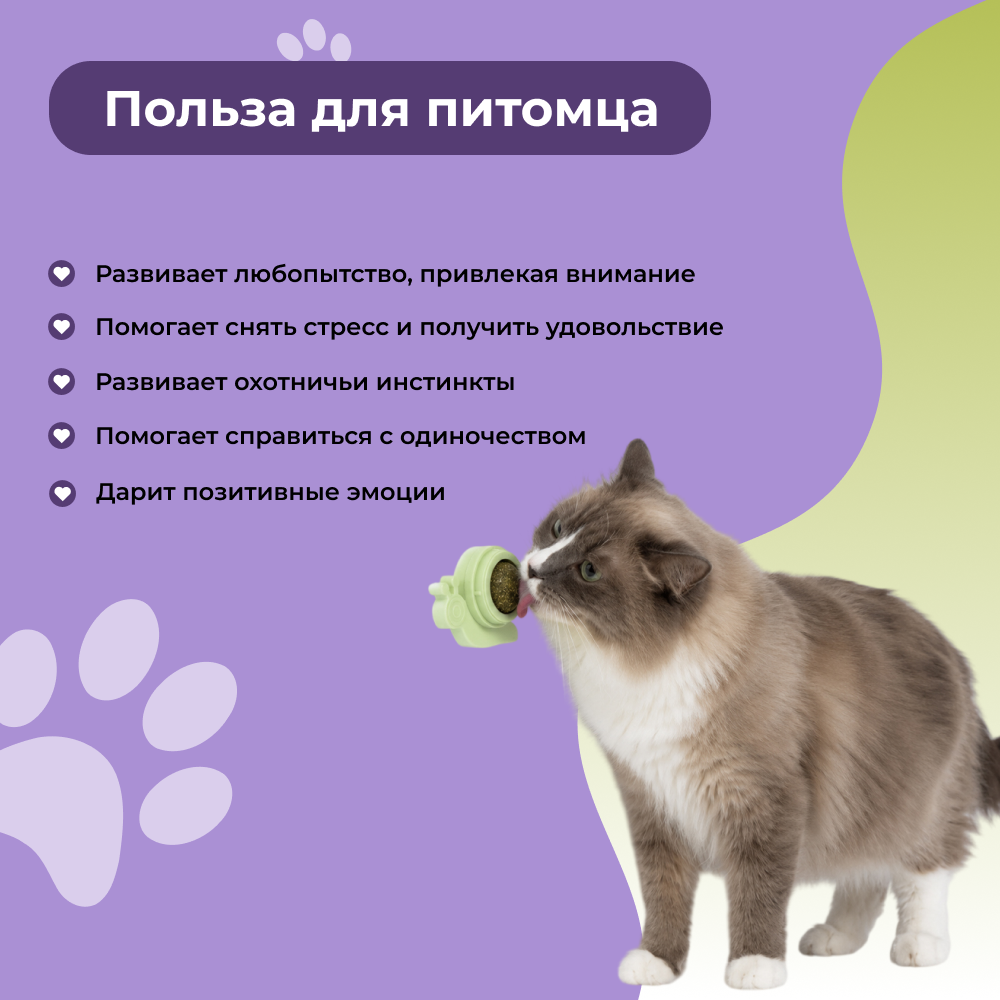 Игрушка для кошек FOXIE Snail шарик с кошачьей мятой 7х5,5х4см