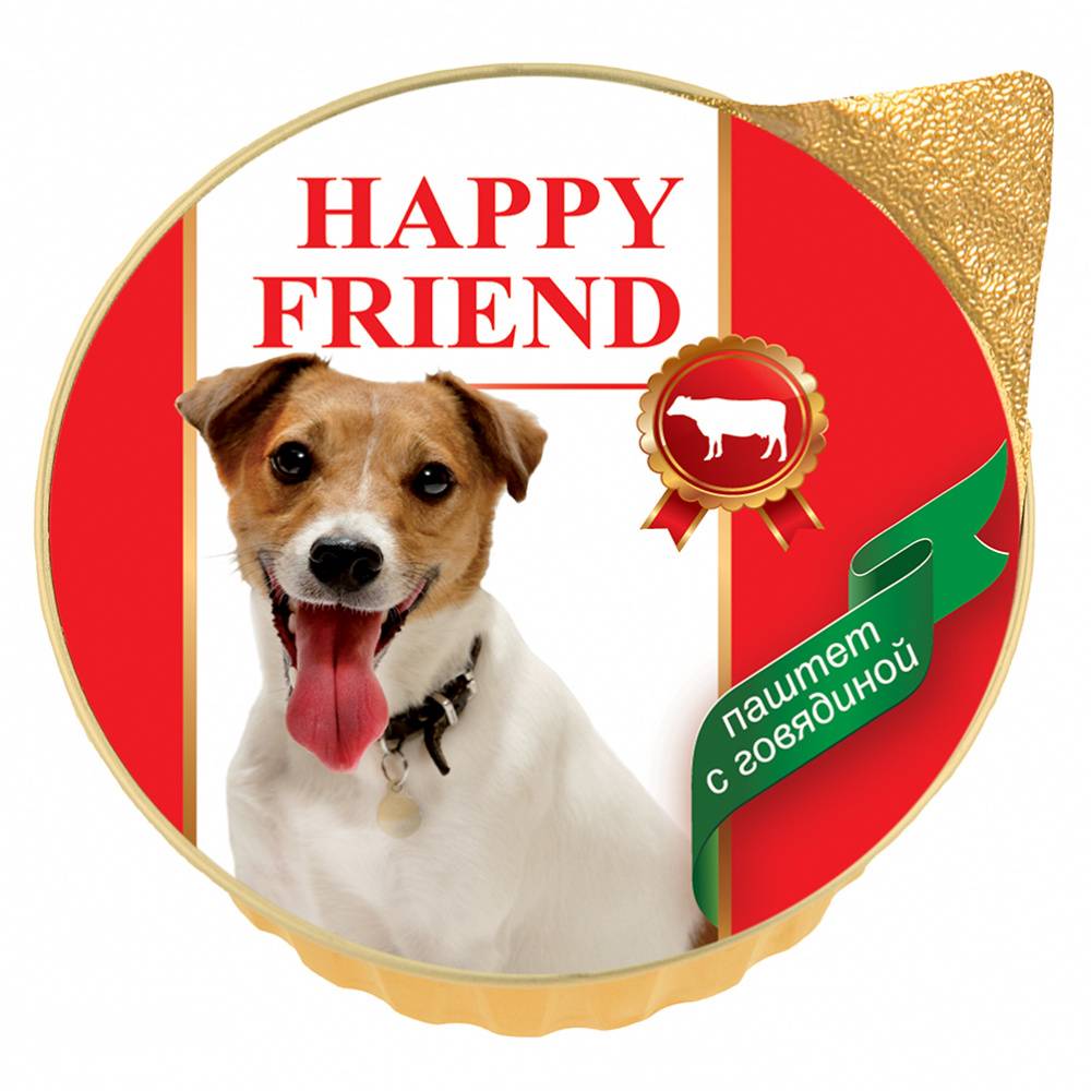 Корм для собак HAPPY FRIEND Паштет с говядиной банка