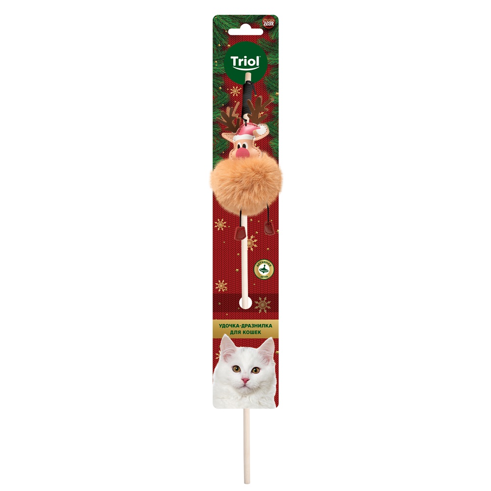 Игрушка для кошек TRIOL New Year дразнилка Пушистый олененок, 100/400мм