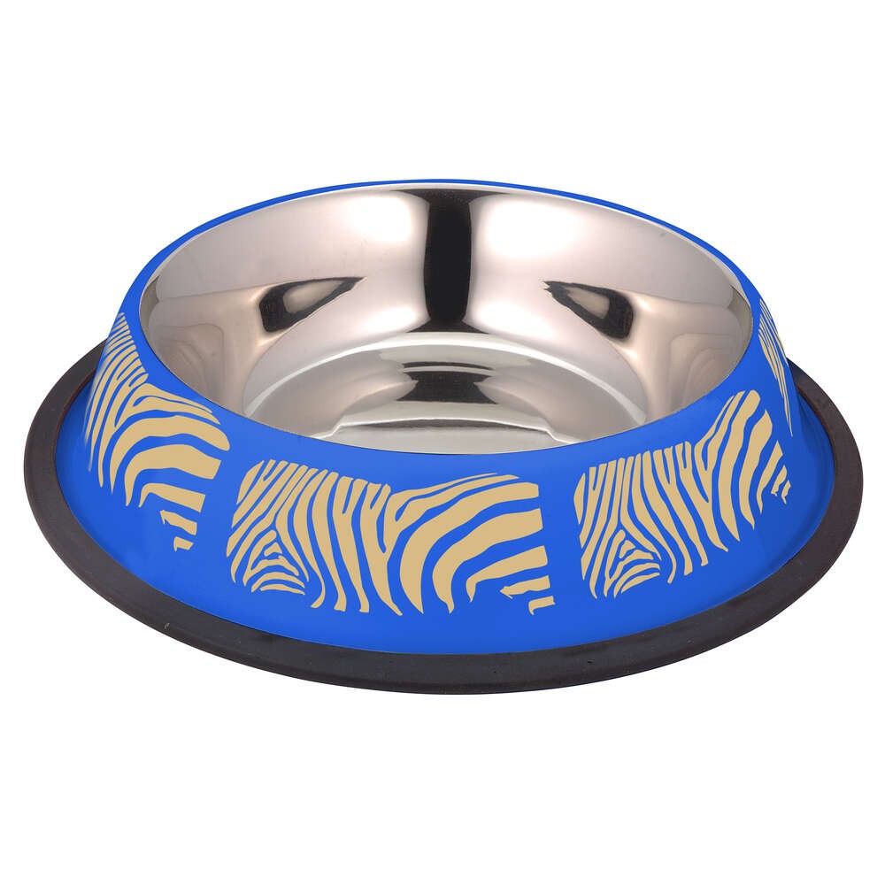 Миска для животных FOXIE Zebra Colored синяя металлическая 18,4х18,4х3,8cм 400мл