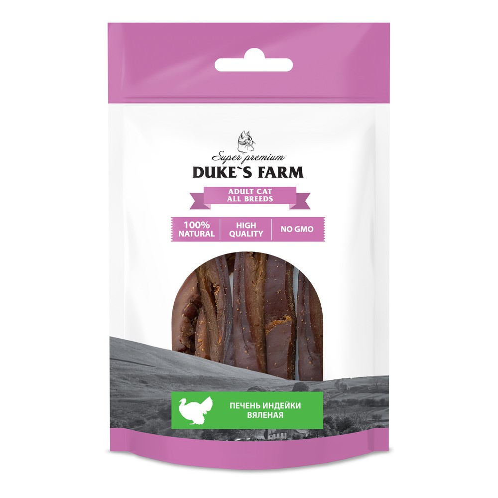 Лакомство для кошек DUKE'S FARM Печень индейки вяленая