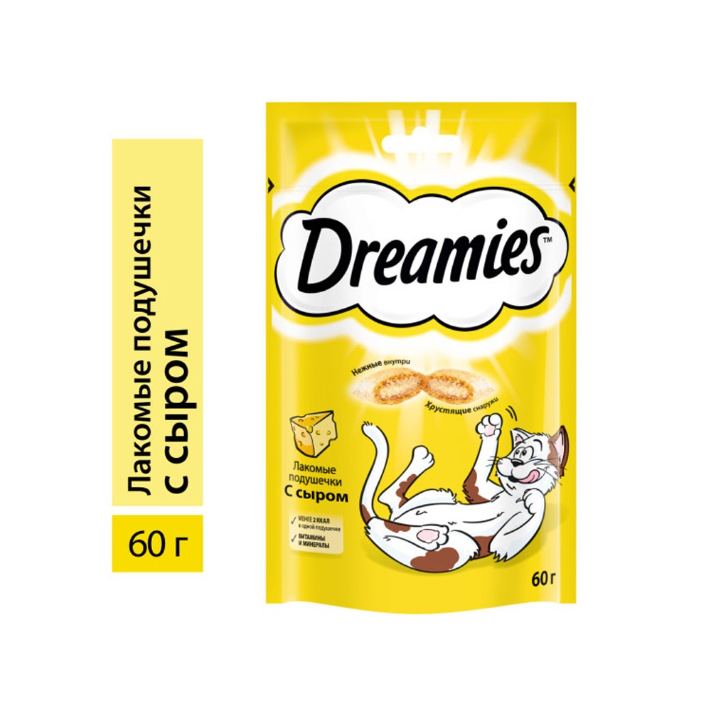 Лакомство для кошек DREAMIES лакомые подушечки с сыром