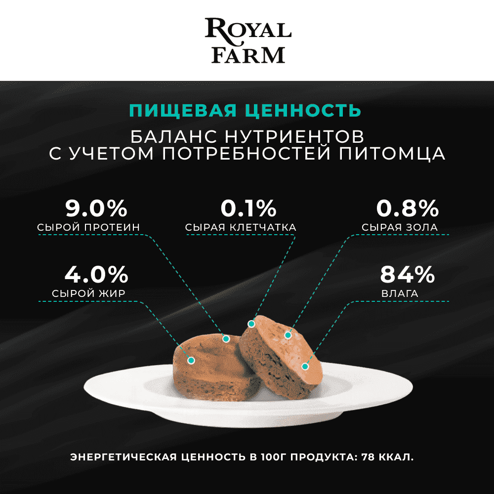 Корм для кошек ROYAL FARM Суфле для стерилизованных с индейкой пауч
