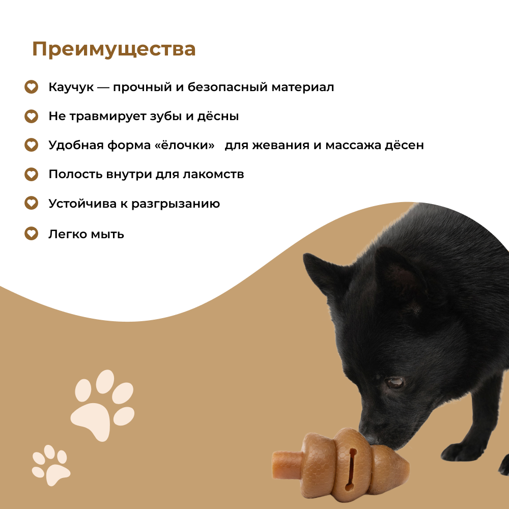 Игрушка для собак FOXIE Naturalness Елочка для лакомств 7,3х7,3х12,3см каучук