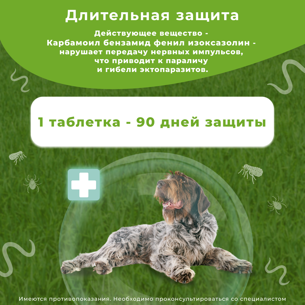 Таблетки для собак ТИКСФЛИ от блох и клещей (20-40кг) 1000мг, 1таб на 90дн.