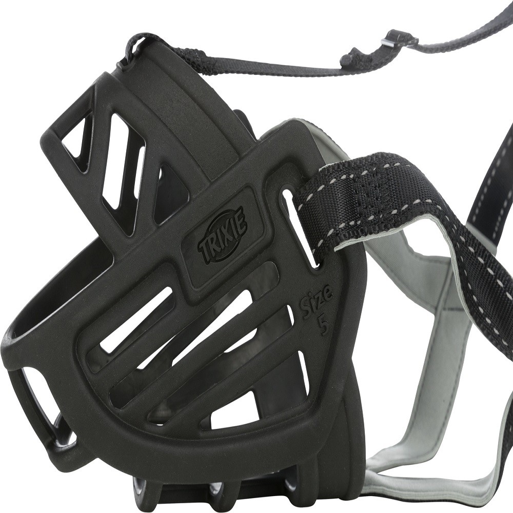 Намордник для собак TRIXIE Muzzle Flex, резина, L–XL (36см, длина лобного ремня до 30см), чёрный