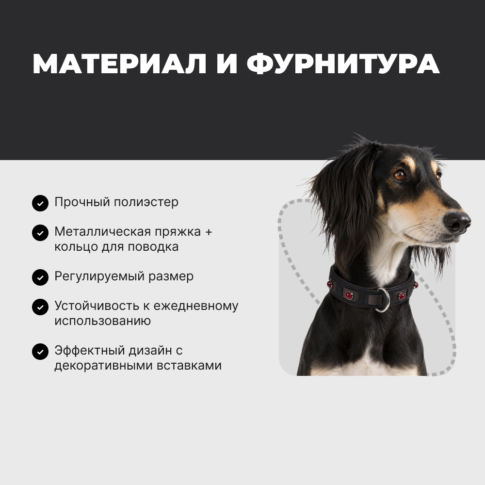 Ошейник для собак FOXIE Jewel S 1,5х30-45см черный