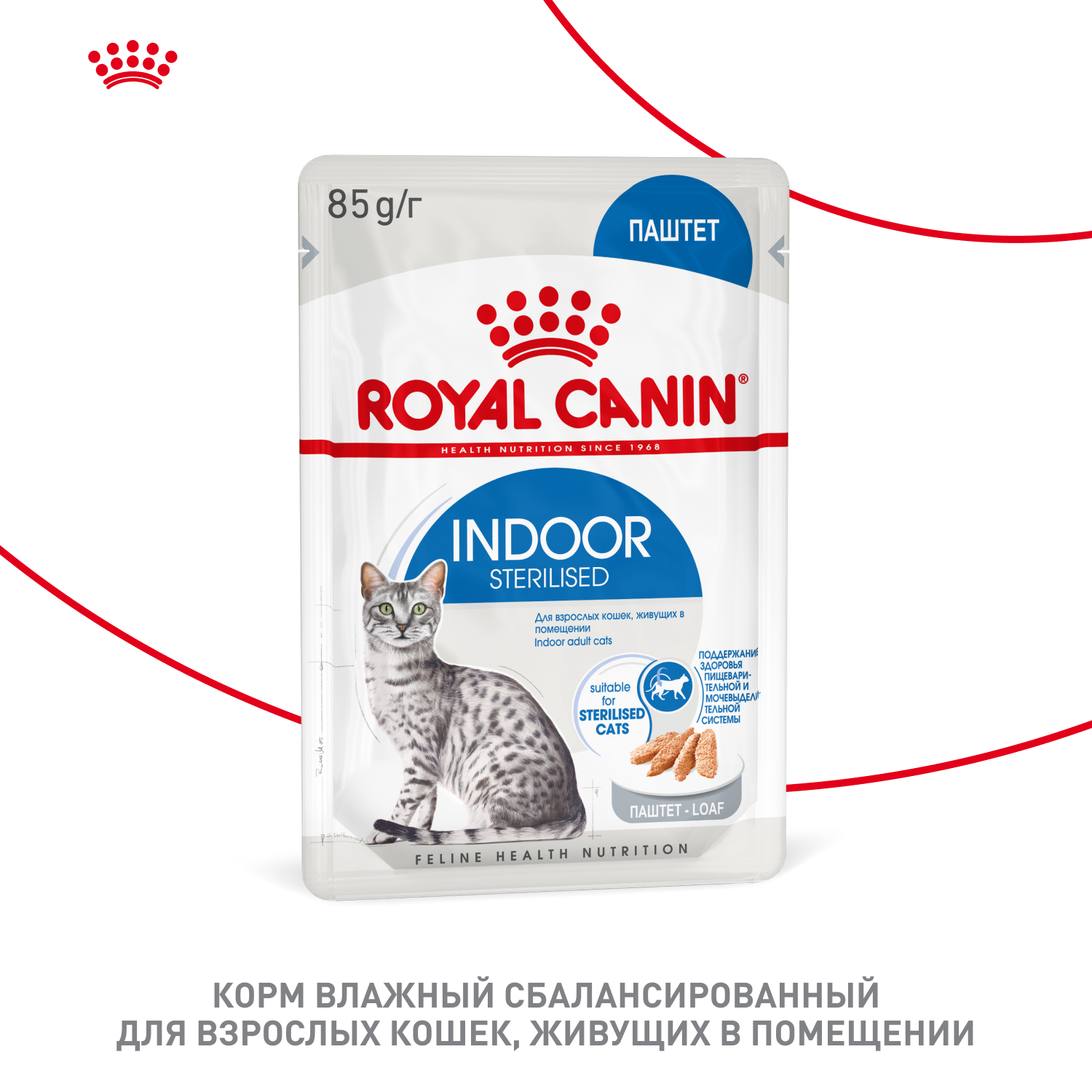Корм для кошек ROYAL CANIN Indoor Sterilised для кастр. и стерил. живущих в помещ., паштет пауч