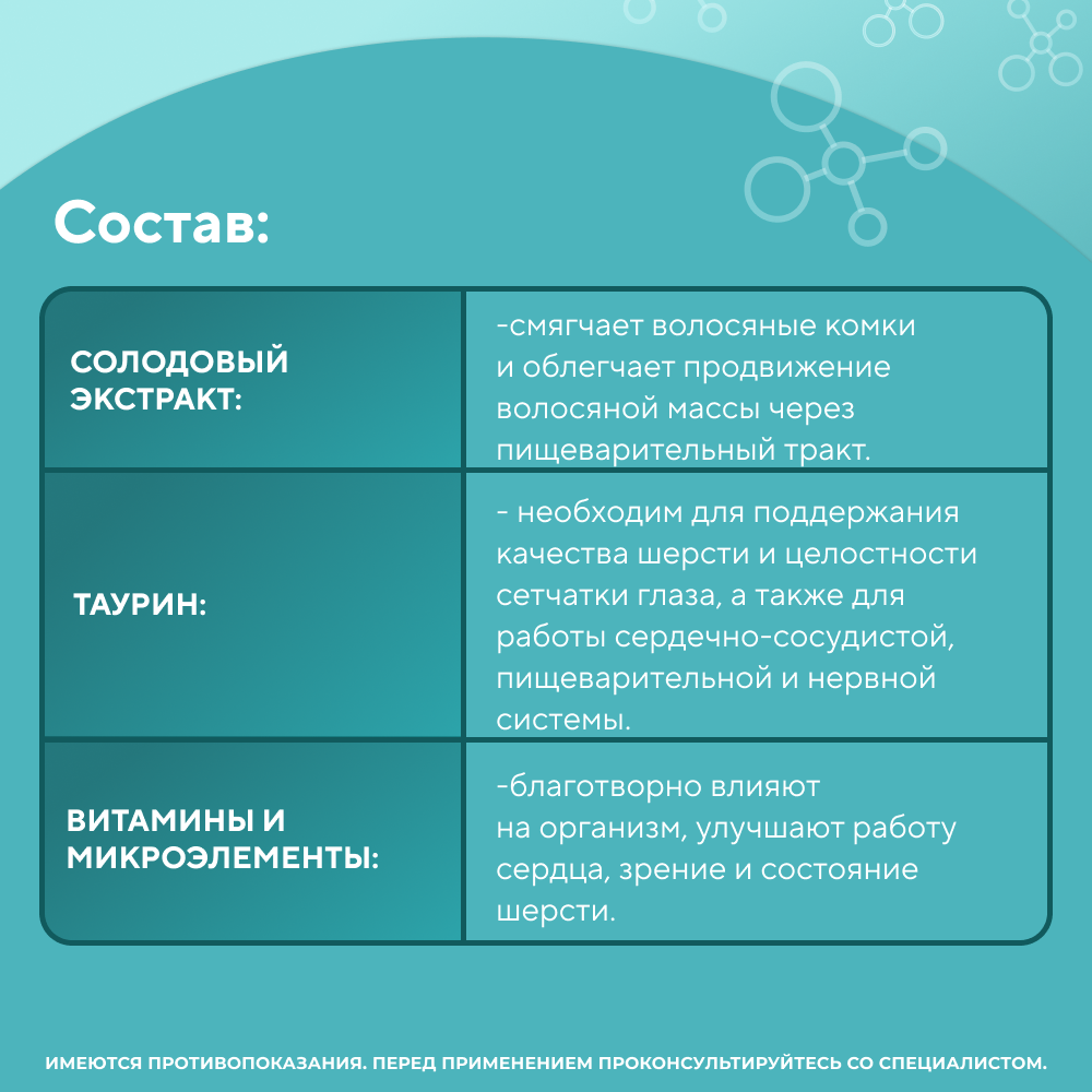 Паста для кошек UNITABS Malt+Vit для вывода шерсти с таурином 120мл